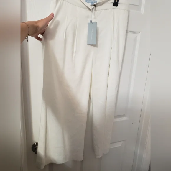ANTONIO MELANI White Linen Wide Leg Pants, 10 - Picture 4 of 5